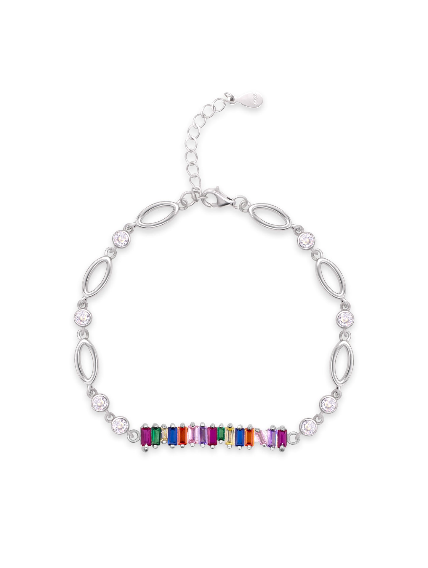 Semi-precious colored stone chain bracelet