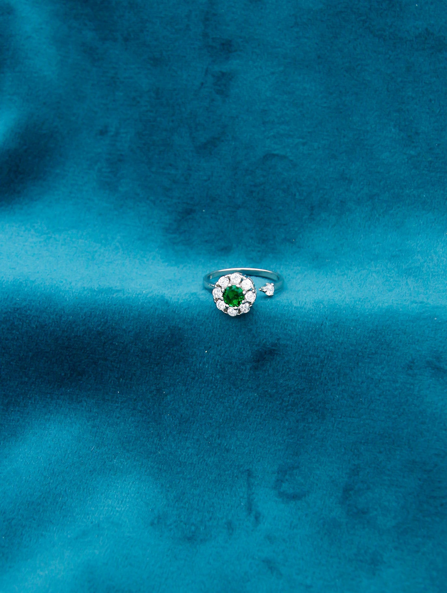 Radiant Emerald Cascade Ring