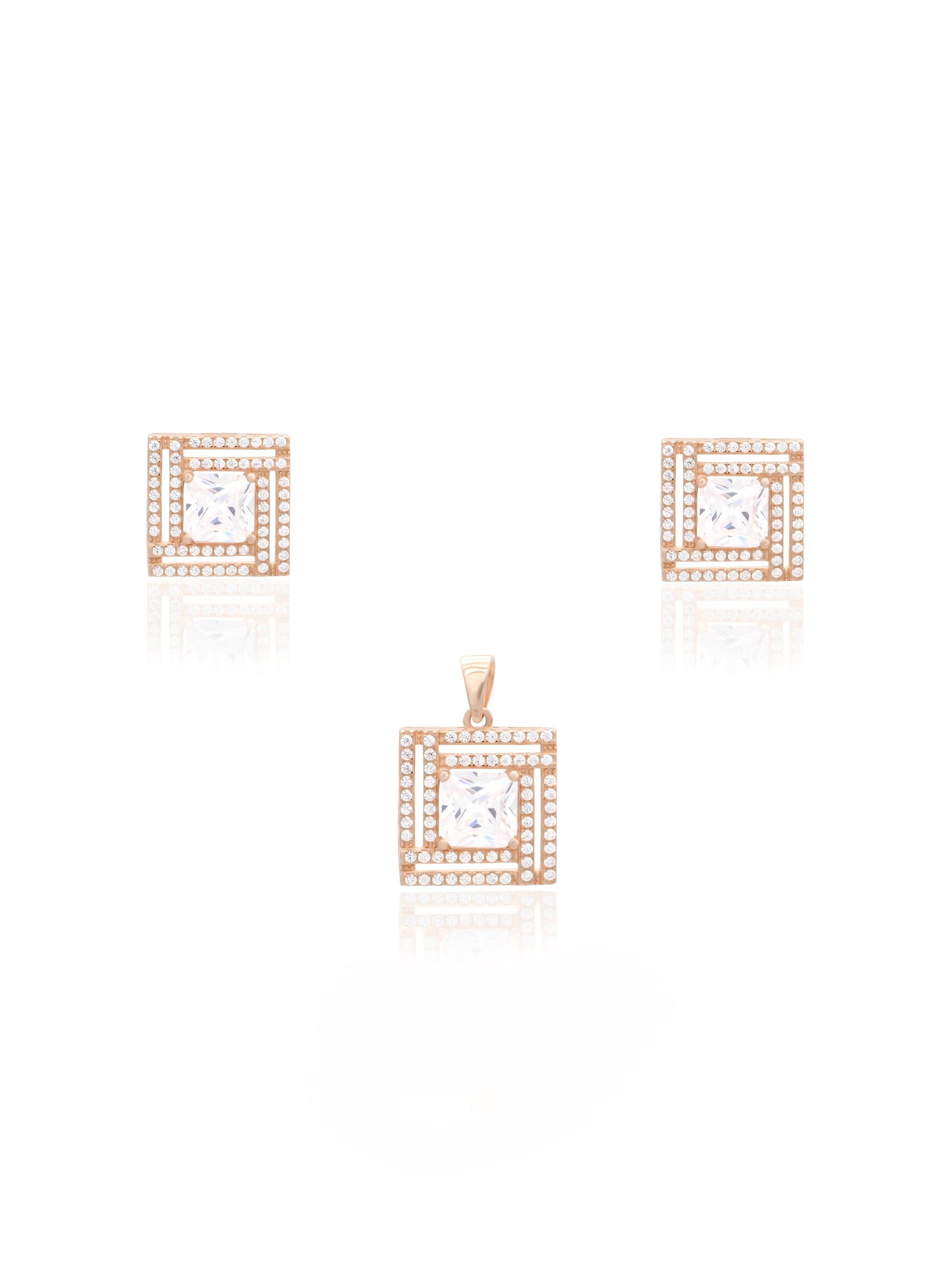 Square Brilliance Solitaire Pendant Set