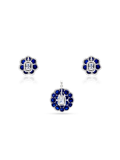 Sapphire Blossom Radiance Pendant Set