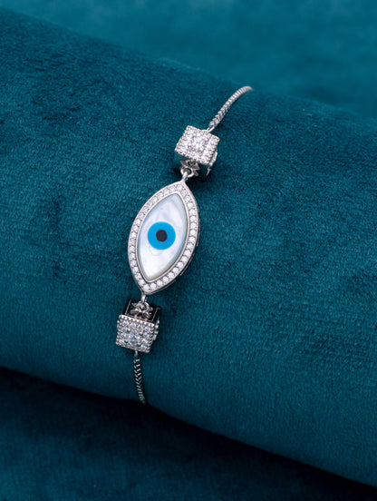 Evil Eye with White Swarovski Zircon Bracelet