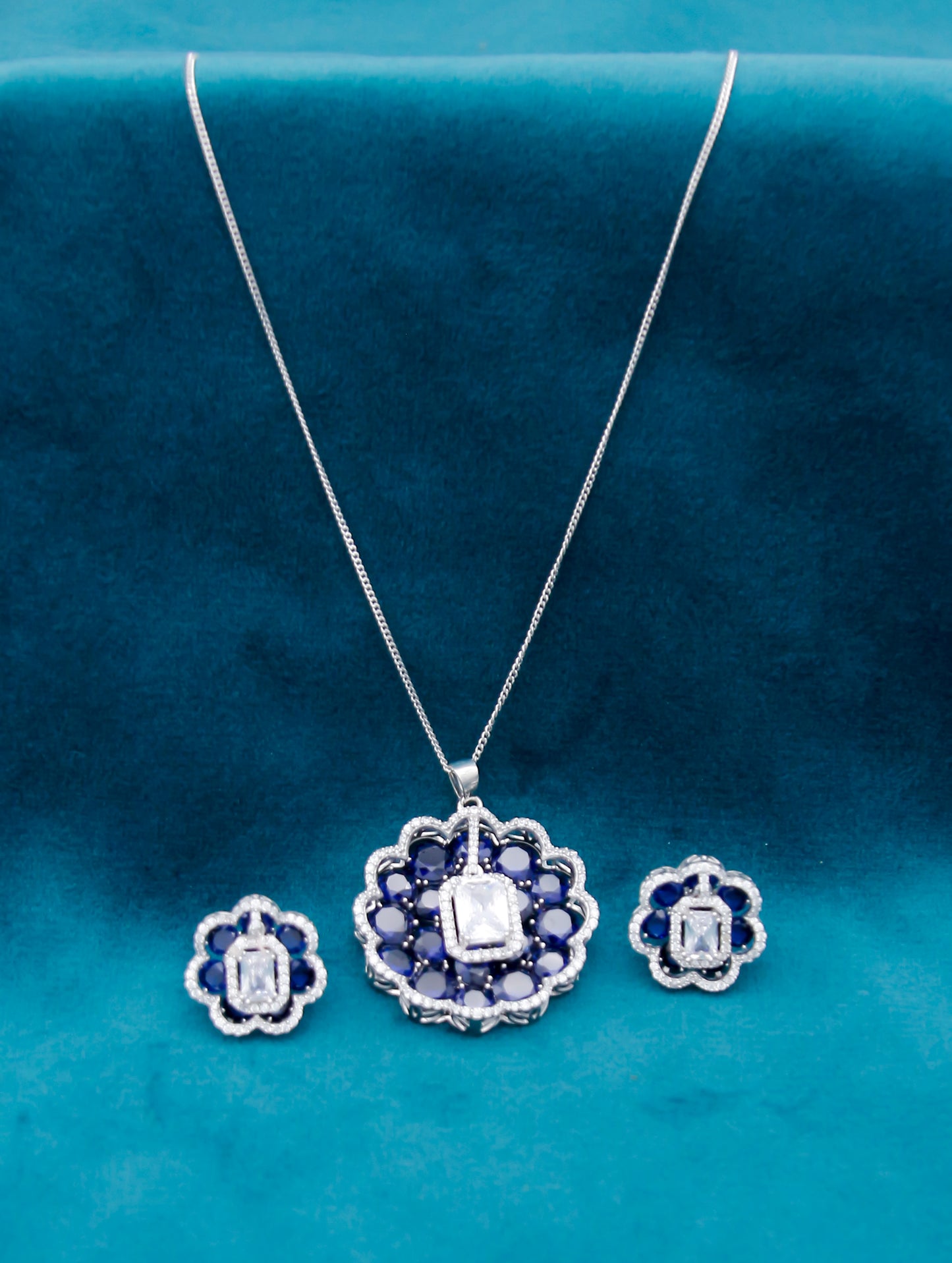 Sapphire Blossom Radiance Pendant Set