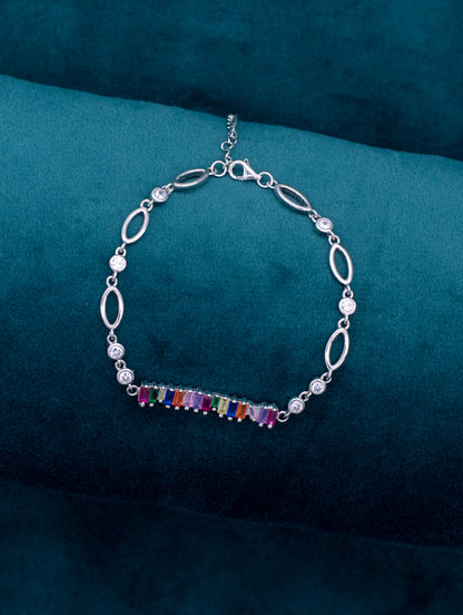 Semi-precious colored stone chain bracelet