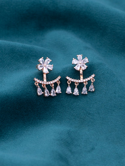 Gold - Crystal Flower Earrings