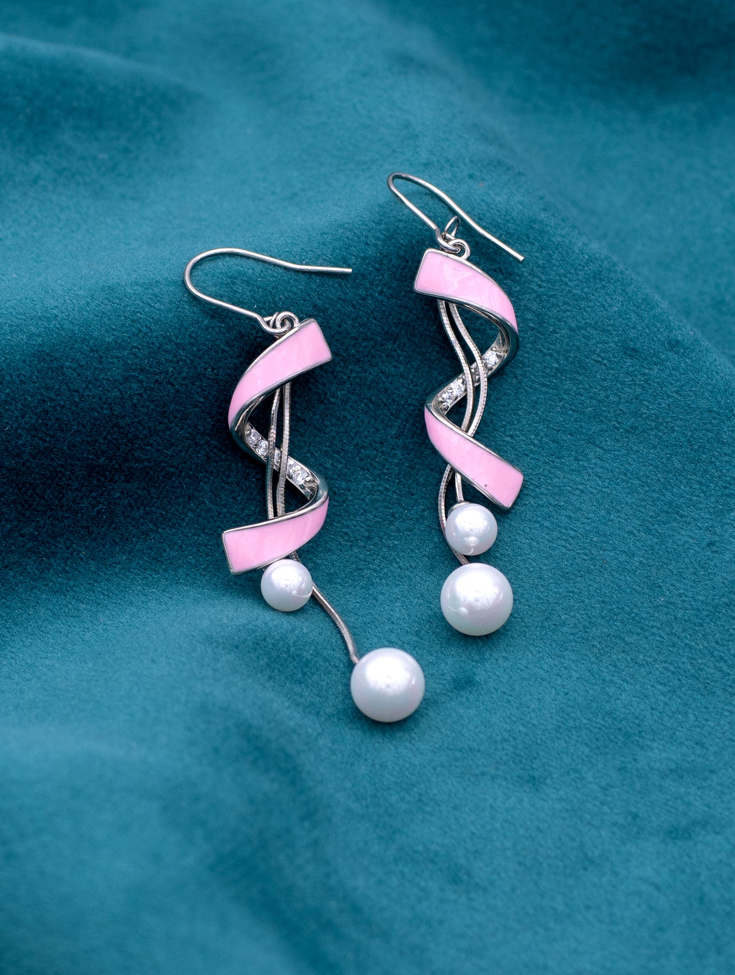 Spiral Earrings With Hanging Natural Pearls