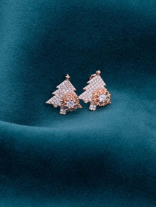 Glittering Pine Bling - Gold Studs