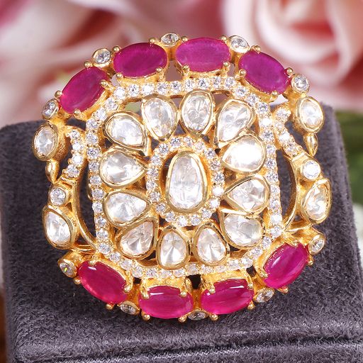 Art Deco Ruby and Polki Elegance Ring