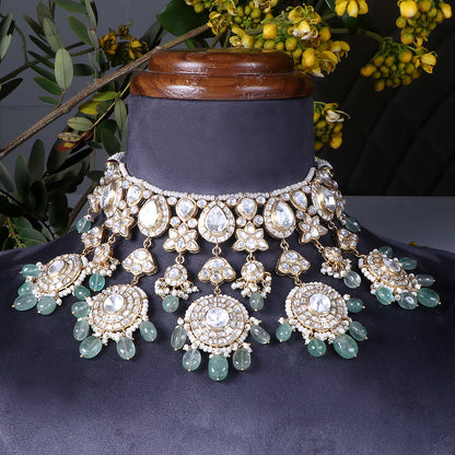 Pearl and Emerald Necklace with Matching Earrings