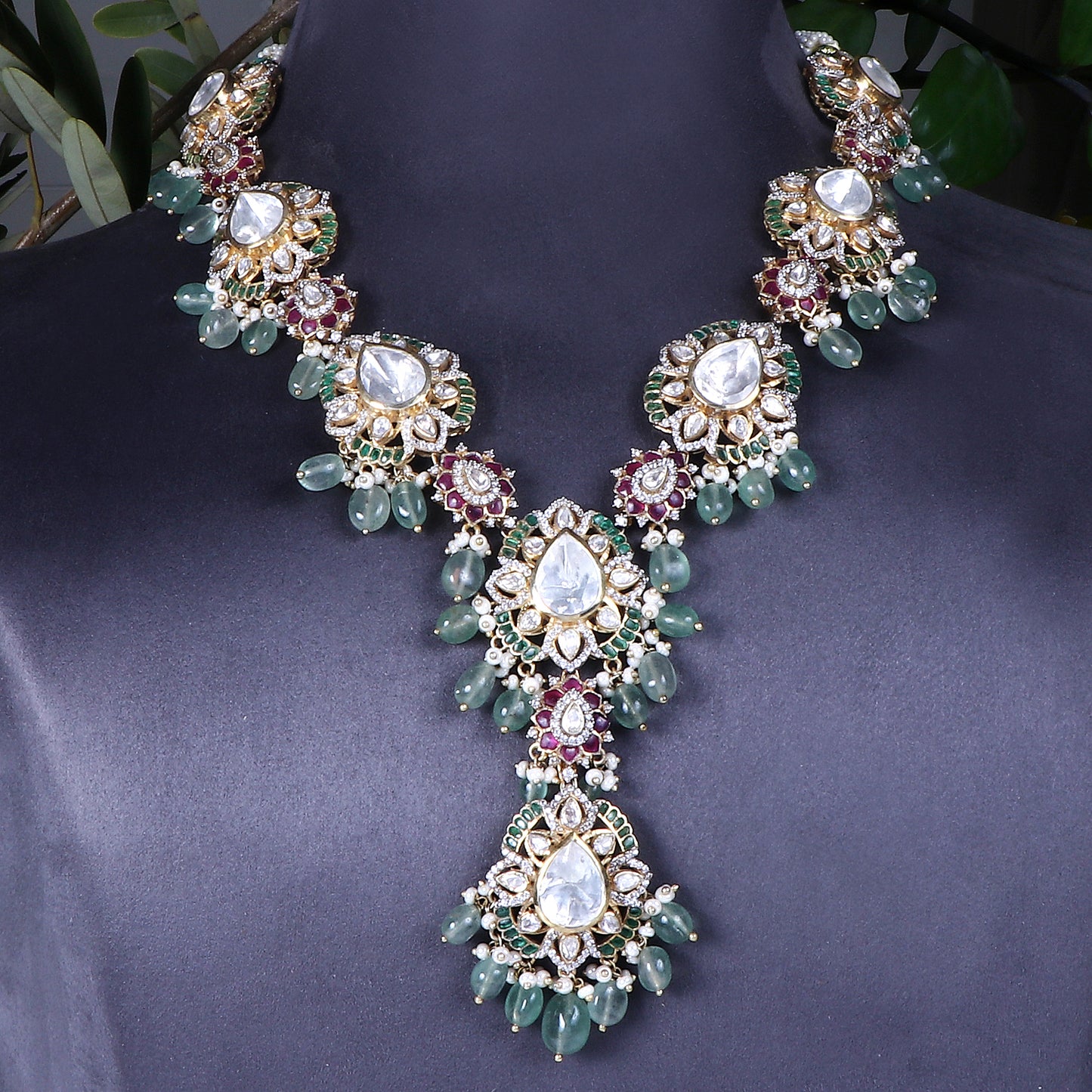 Regal Long Necklace with Matching Earrings