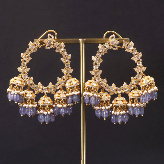 Lavender and Pearl Chandbali Earrings