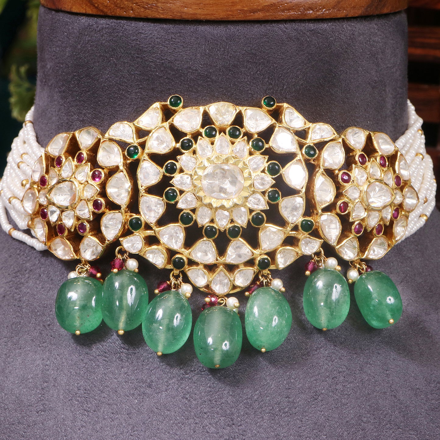 Emerald Choker with Matching Earrings