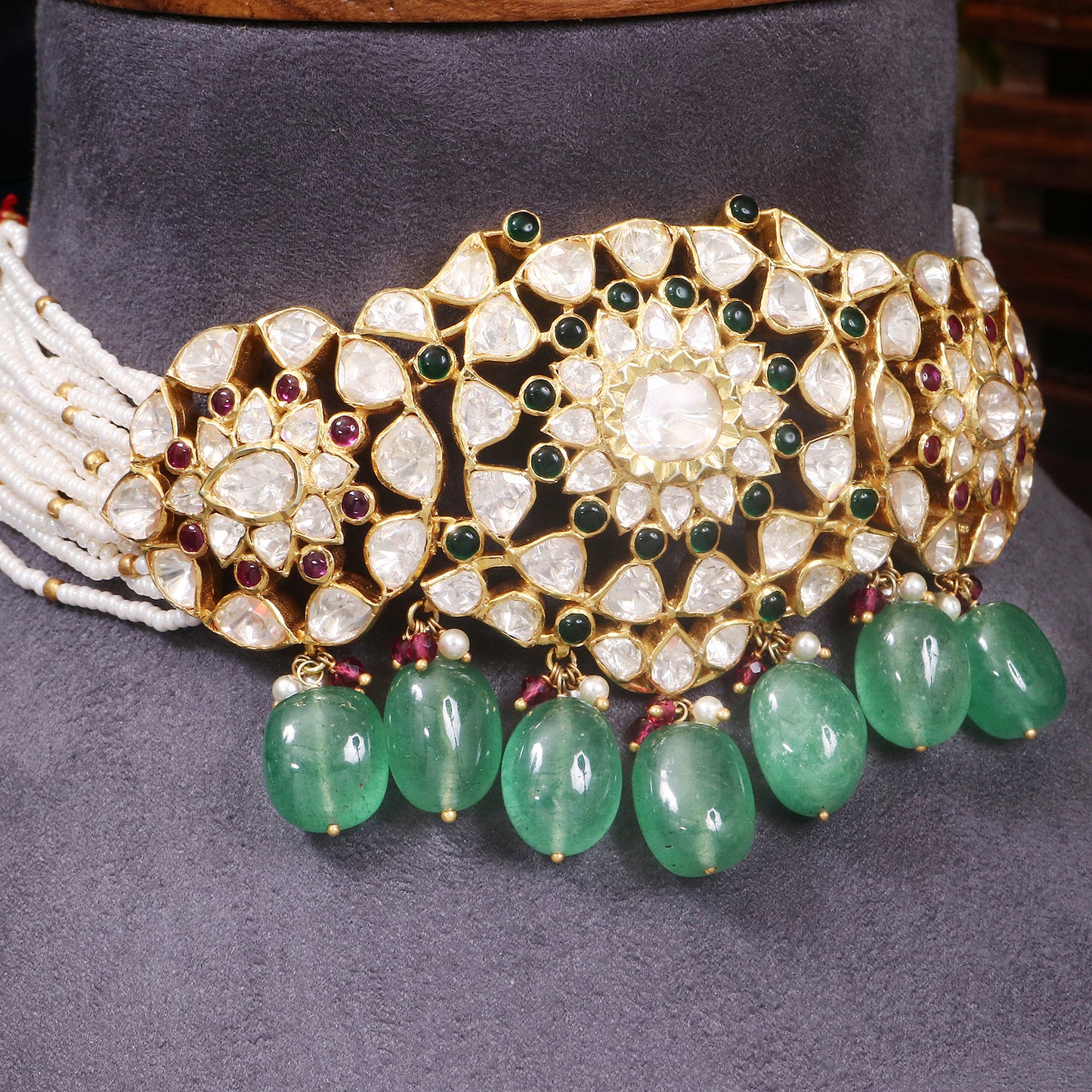 Emerald Choker with Matching Earrings