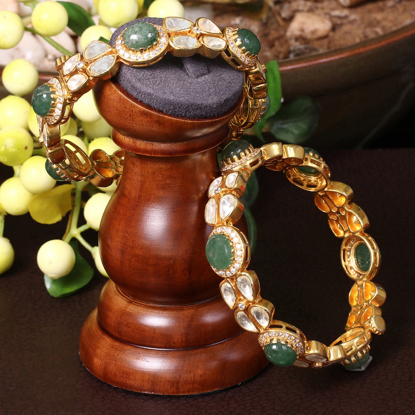 Polki Heritage in Green Hues - Bangles