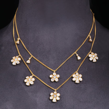 Floral Double Layered Necklace Chain