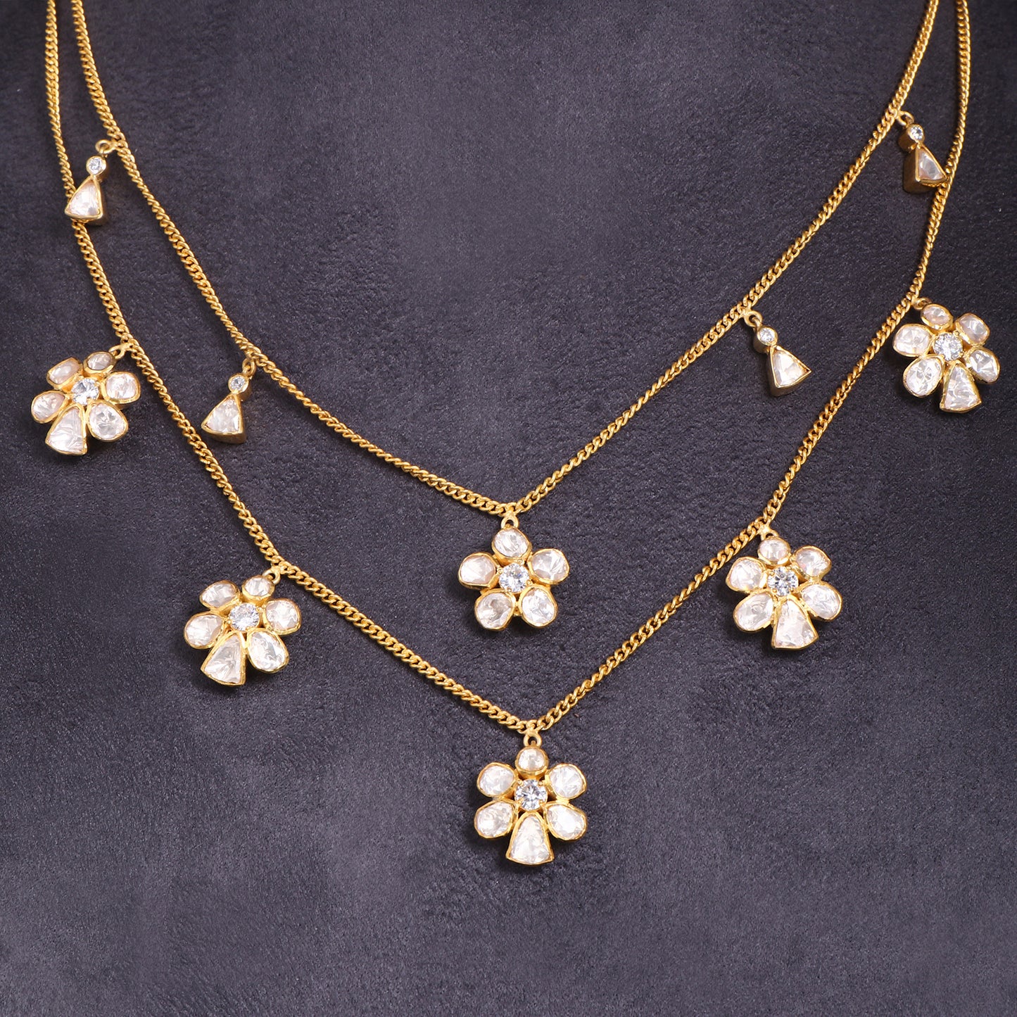 Floral Double Layered Necklace Chain