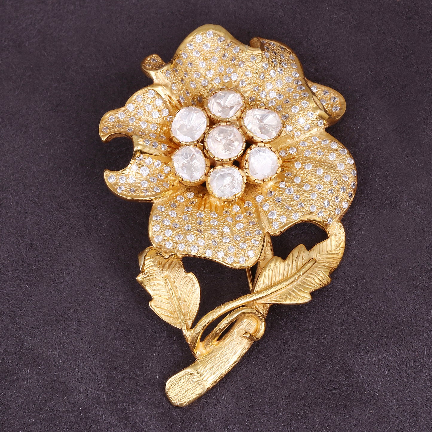 Petals and Pearls Polki Brooch