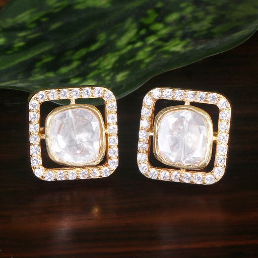 Classic Square Polki Studs