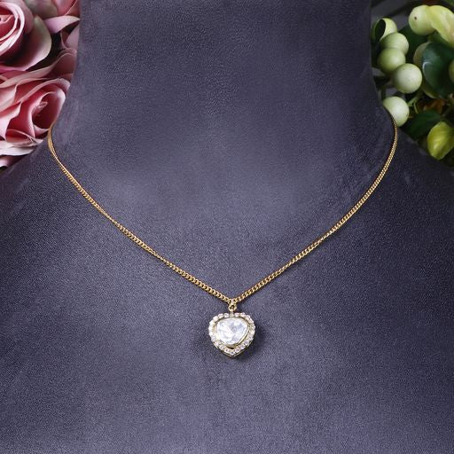 Heart Shaped Polki Chain Pendant