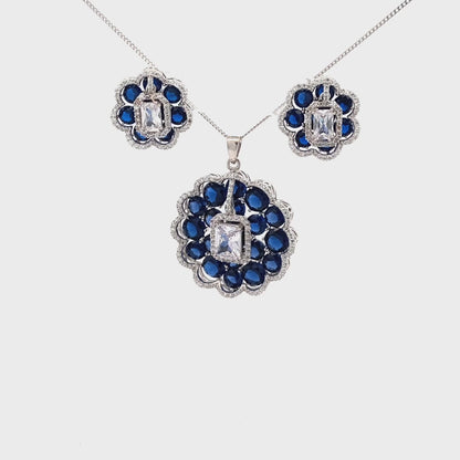 Sapphire Blossom Radiance Pendant Set