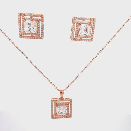 Square Brilliance Solitaire Pendant Set