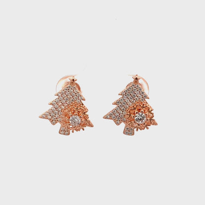 Glittering Pine Bling - Gold Studs